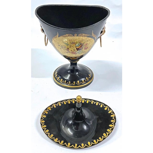 Vintage Italian Tole Floral Chestnut Urn For Sale - Image 4 of 11