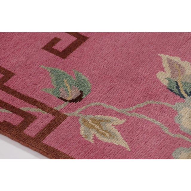 Rug & Kilim’s Chinese Art Deco-Inspired Rug, Pink With Greek Key Border For Sale In New York - Image 6 of 8
