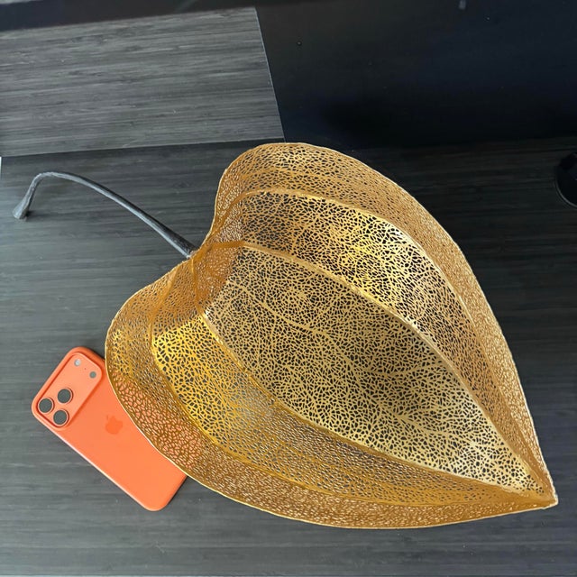 2000 - 2009 Large Michael Aram Gooseberry Pierced Bowl in Gold 21-22" L X 10.5"d X 4.75"h For Sale - Image 5 of 9