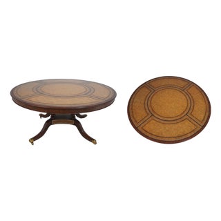 Maitland Smith Mahogany Leather Top Round Table For Sale