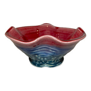 Vintage James Sankowski Ballston Lake Pottery Ceramic Glazed Footed Red Bowl