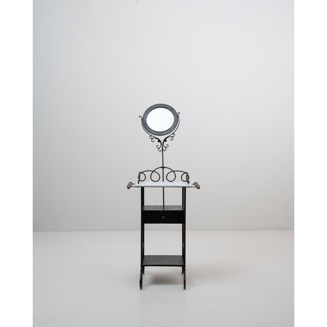 1900s French Metal Vanity With Marble Top and Mirror For Sale - Image 16 of 18