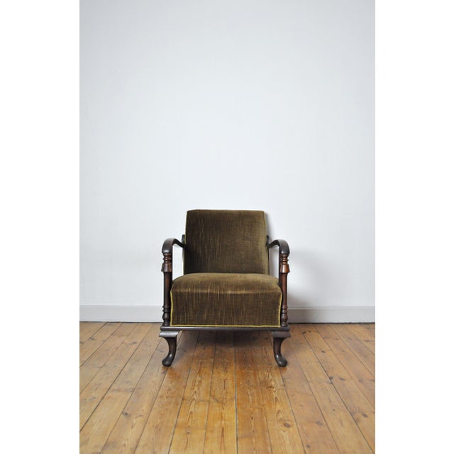 Danish Art Deco Green Velvet Lounge Chair, 1930s For Sale - Image 4 of 17