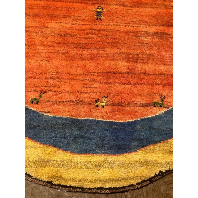Textile Hand-Knotted Persian Gabbeh Round Rug 6'6" X 6'6" For Sale - Image 7 of 7