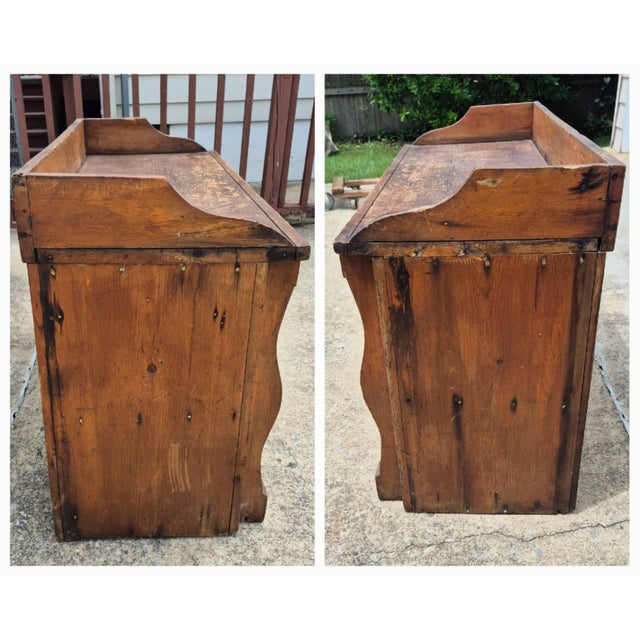 Brown 19th Century Antique Primitive Pine Wash Stand Cabinet Cupboard Rustic Farmhouse For Sale - Image 8 of 12