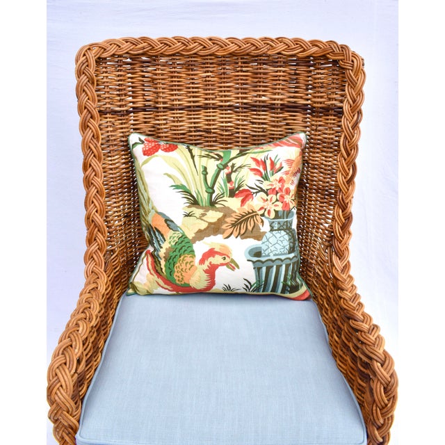 1960s 1960s Michael Taylor for Baker Braided Wicker Wingback Ottoman Set For Sale - Image 5 of 13