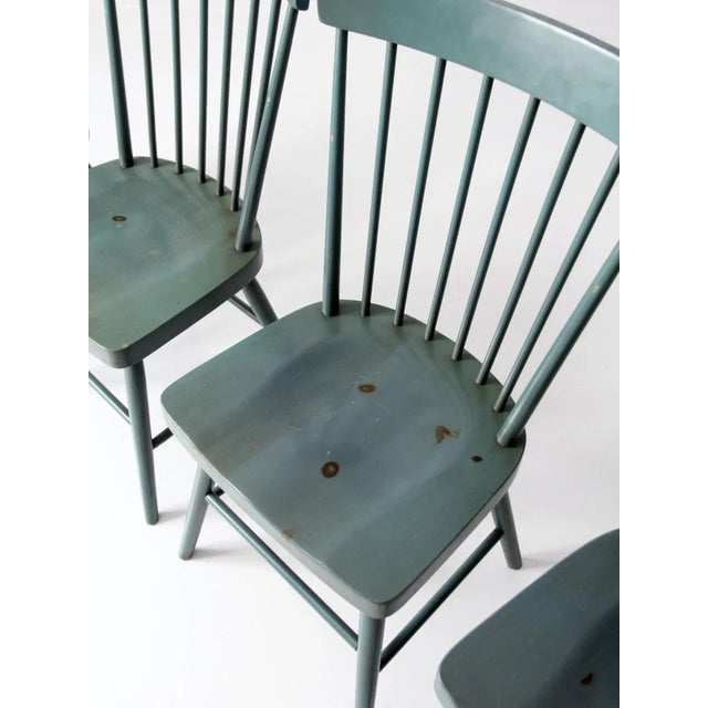 Vintage Painted Pine Dining Chairs Set 4 For Sale - Image 9 of 13