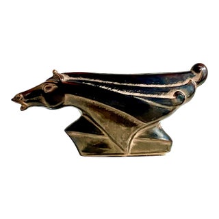 Midcentury Glazed Ceramic Horse Profile Lamp For Sale