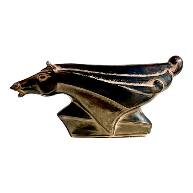 Midcentury Glazed Ceramic Horse Profile Lamp For Sale