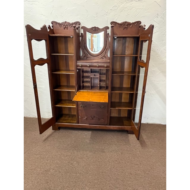 Oak Victorian Side by Side Bookcase/ Desk For Sale In Saint Louis - Image 6 of 11