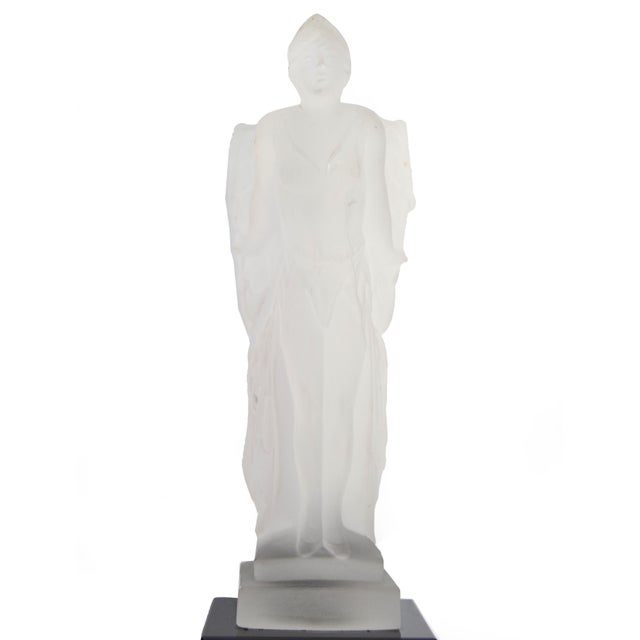 1930s Art Deco René Lalique Style Desna Frosted Glass Figure Fairy Flowing Wings For Sale In Miami - Image 6 of 13