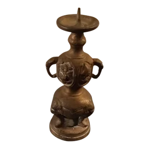Antique 19th Century Meiji Period Japan Heavy Bronze Pricket Candlestick