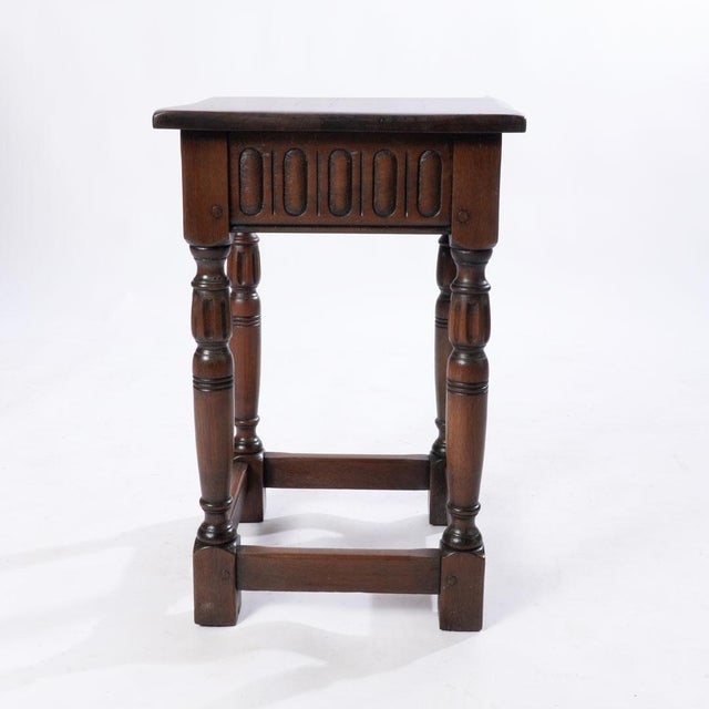 Kittinger stool with stretcher. Intricate carvings made by a great company.