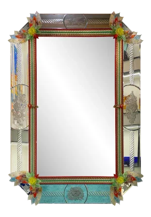 Venetian Multi-Colored Murano Glass Mirror