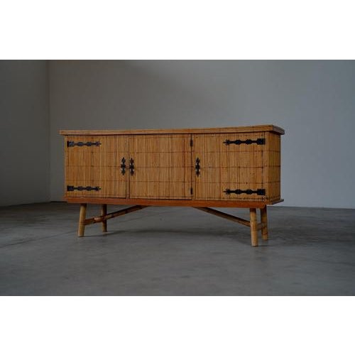 French Bamboo Sideboard with Wrought Iron Details, 1950s For Sale - Image 15 of 15