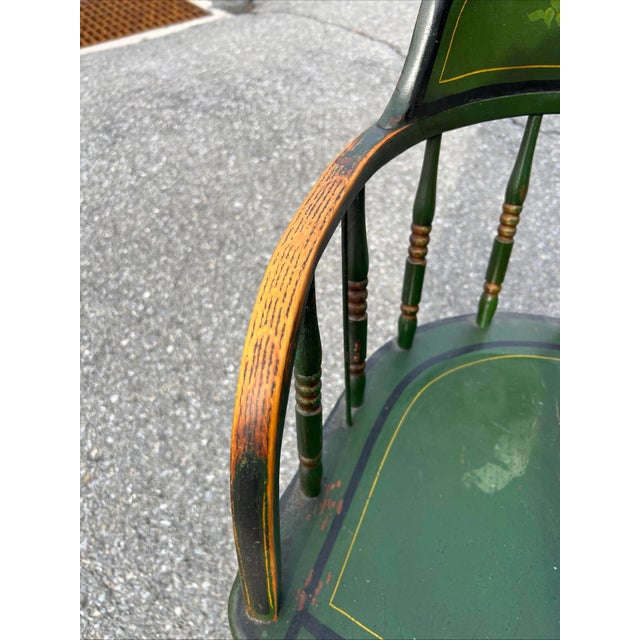 Farmhouse Antique Pennsylvania Paint Decorated Barrel Back Windsor Armchair, Circa 1890’s For Sale - Image 3 of 12