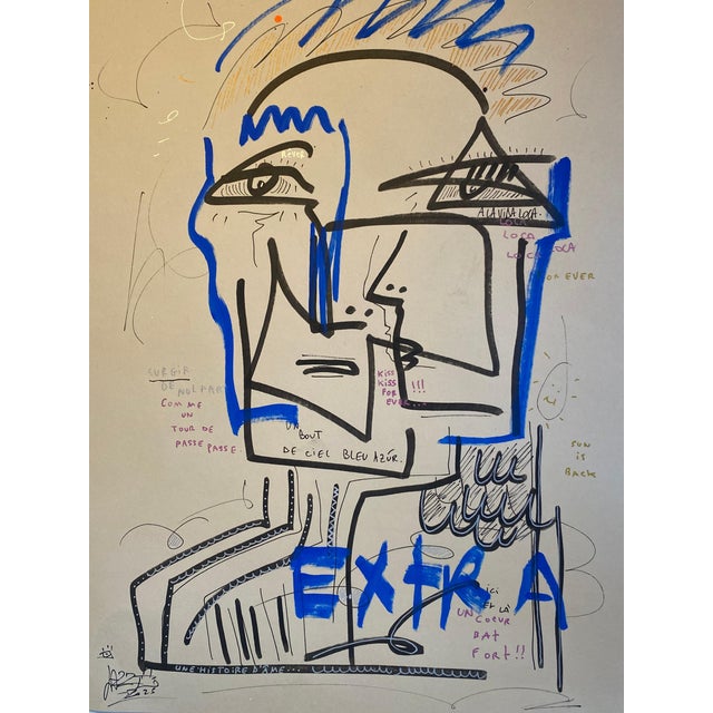 Jazzu, Face, 2025, Mixed Media on Paper For Sale