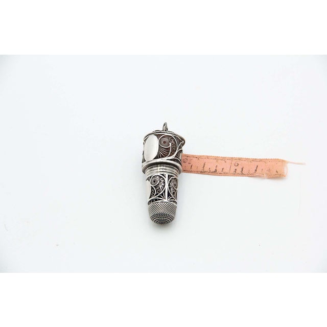 Silver Thimble in Filigree Mesh For Sale - Image 4 of 4