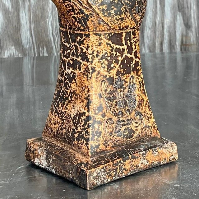 Paint Vintage Patinated Plaster Military Officer Bust For Sale - Image 7 of 14