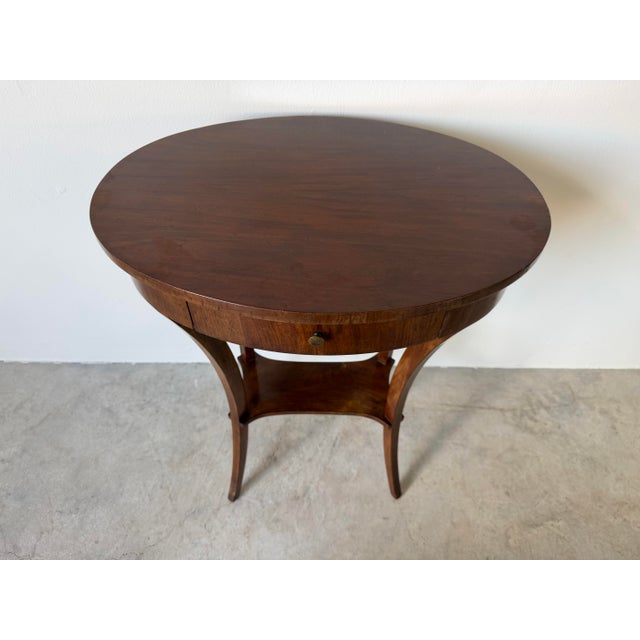 1900 - 1909 Vintage Italian Walnut Oval Side Table / Nightstand With Drawer For Sale - Image 5 of 12