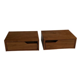 Solid Walnut Floating Nightstands - a Pair For Sale