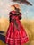Victorian 1990s Original Oil Pastel Art Victorian Lady Red Dress Black Parasol Signed Cramer For Sale - Image 3 of 5