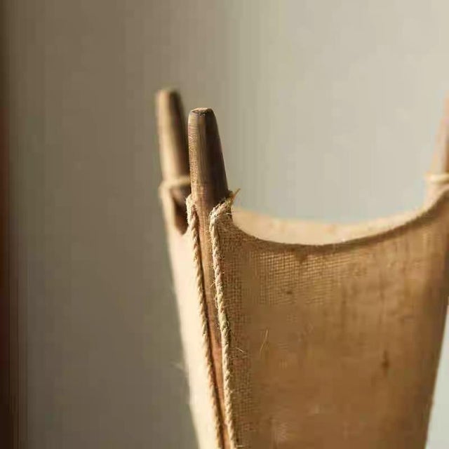 Log & Burlap Wabi-Sabi Table Lamp For Sale - Image 6 of 7