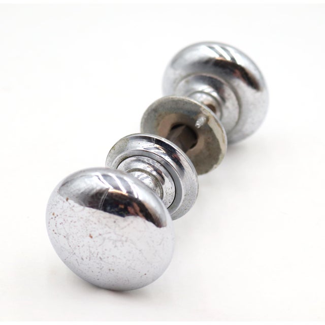 Mid 20th Century Reclaimed Classic 1.75 In. Chrome Brass Door Knob Set For Sale - Image 5 of 5
