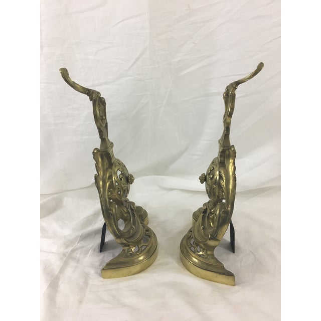 19th Century French Napoleon III Bronze Andirons - a Pair For Sale - Image 6 of 10