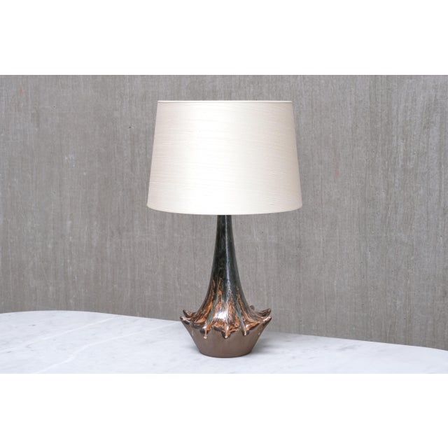 Sculptural Glazed Ceramic Table Lamp from Niels Preben Larsen, Denmark, 1967 For Sale - Image 6 of 12