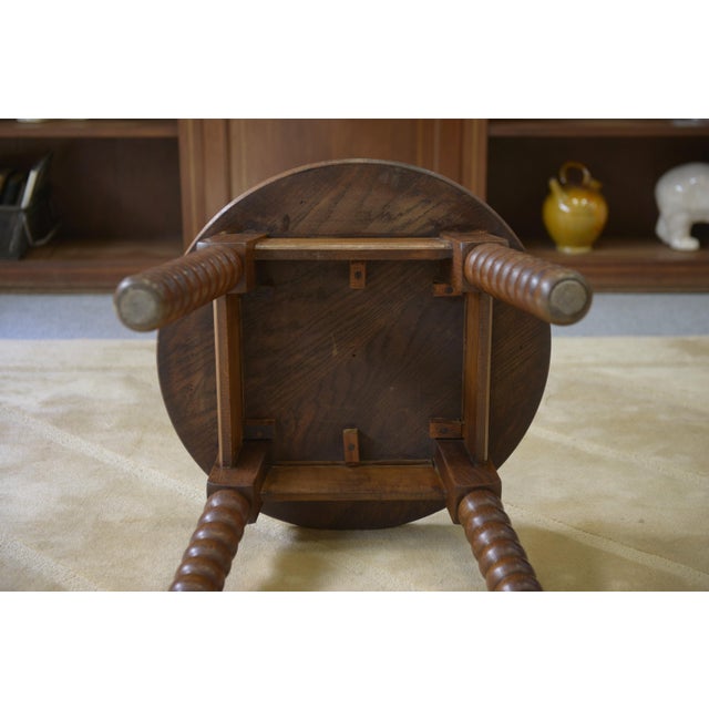 Wood Oak Side Table in the style of Charles Dudouyt, 1950s For Sale - Image 7 of 9