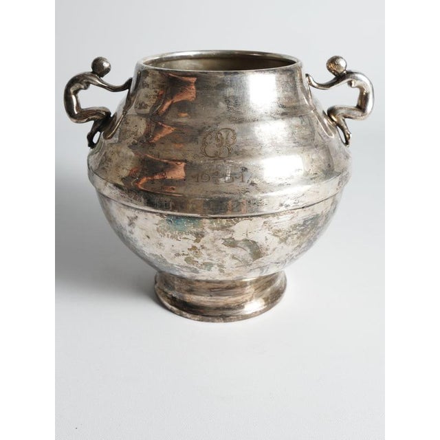 Art Deco Silver-Plated Globe Vase with Handles, Sweden, 1950s For Sale - Image 3 of 18