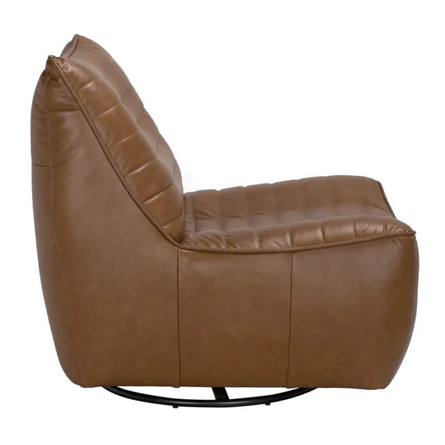 Mid-Century Modern Mcclain Swivel Single Sofa, Roche Tan Leather For Sale - Image 3 of 4
