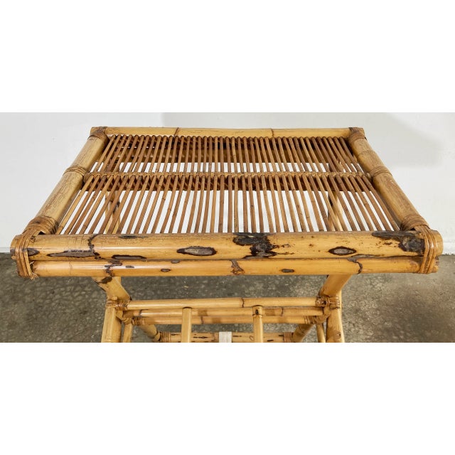 Vintage Bamboo Collapsible Butler Table With Wine Storage For Sale - Image 10 of 11