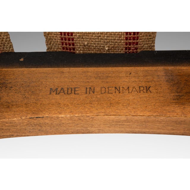 Rare Restored Danish Mid-Century Modern High-Back Lounge Chair in Beech, Velour & Brass Attributed to Dan Johnson for Selig, Denmark, C. 1950s For Sale - Image 11 of 18