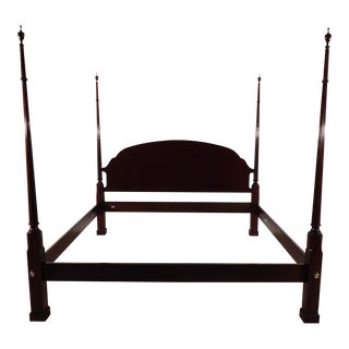 Councill Craftsmen Standard King Chippendale Mahogany Carved Poster Bed Bedframe For Sale