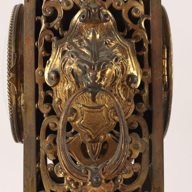 Gold Half Xix Century Gilded Bronze Eclectic Table Clock For Sale - Image 8 of 15