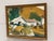 Framed vintage mid twentieth century gouache and watercolor on paper farm scene by listed artist and San Jose State...