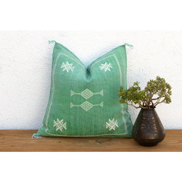 Textile Sage Star Cactus Silk Moroccan Pillow For Sale - Image 7 of 7