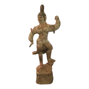 Antique Terra Cotta Asian Warrior Sculpture