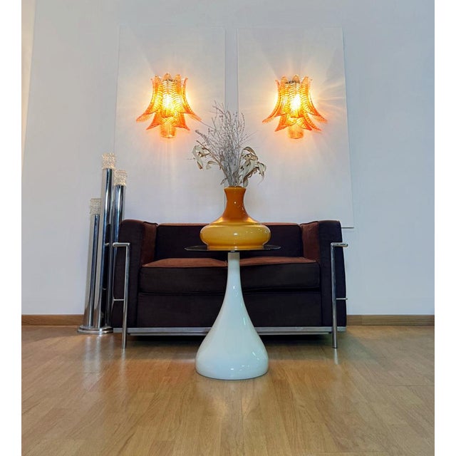 Mid-Century Modern Vintage Murano Six-Tier Felci Wall Sconces in Amber Glasses, 1990s, Set of 2 For Sale - Image 3 of 18