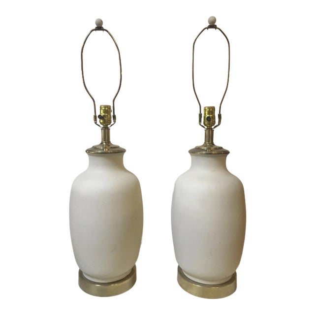 Mid Century Modern Metal Table Lamps - A Pair For Sale