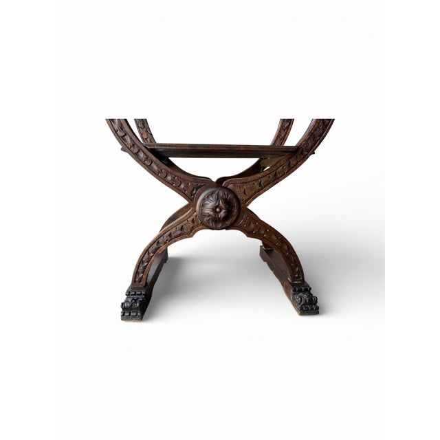 Renaissance Late 19th Century Renaissance Italian Pair Chairs, Hand Carved Walnut Wood For Sale - Image 3 of 12