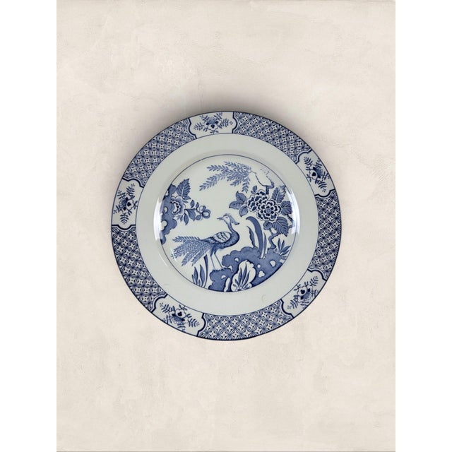 Antique English Wood & Sons "Yuan" Blue & White Transferware Dinner Plates, Set of 5 For Sale - Image 11 of 16