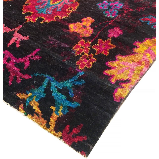 Modern Pasargad Home Ikat Red Sari Silk Area Rug- 6' 7" X 7'11" For Sale - Image 3 of 3