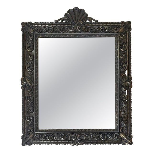 Neo-Baroque French Cast Metal Modèle Déposé Wall Mirror, 1900 For Sale