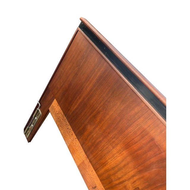 Mid Century Modern Vintage Low King Headboard Walnut With Black Accent For Sale In New York - Image 6 of 7