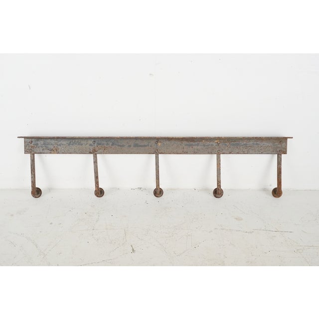 Metal Antique Wrought Iron Industrial Wall Rail Rack For Sale - Image 7 of 10