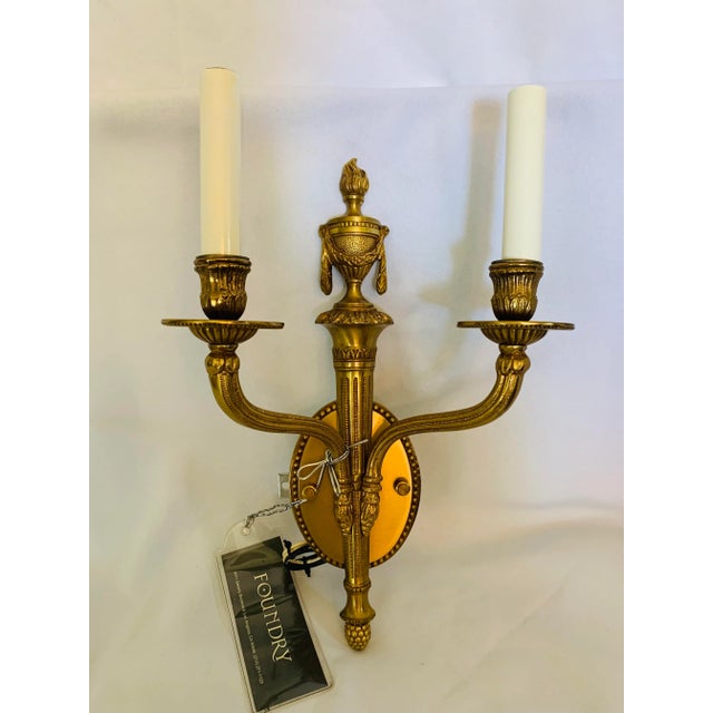 Late 20th Century Brass Empire Two-Light Sconce Maid in Spain From the Foundry l.A. For Sale - Image 13 of 13