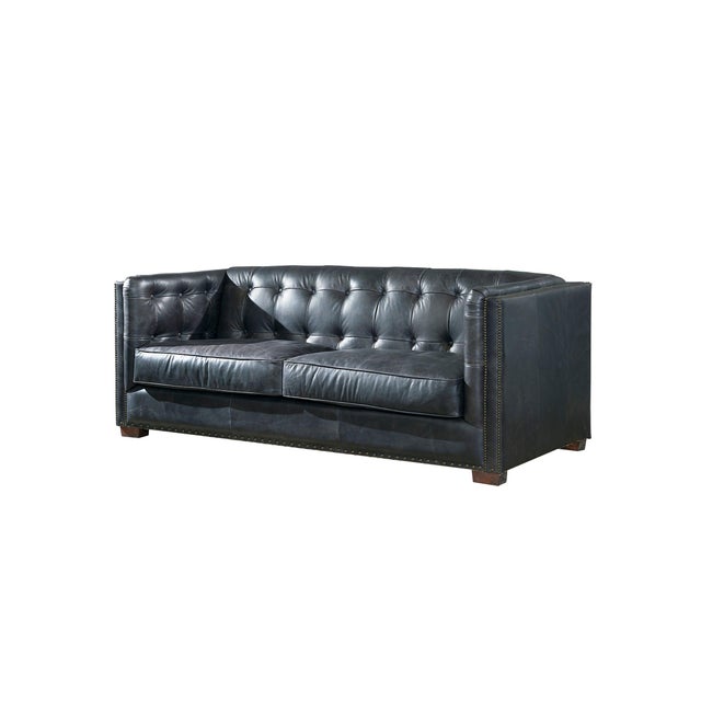 Tuxedo Leather Sofa - Slate For Sale - Image 9 of 11